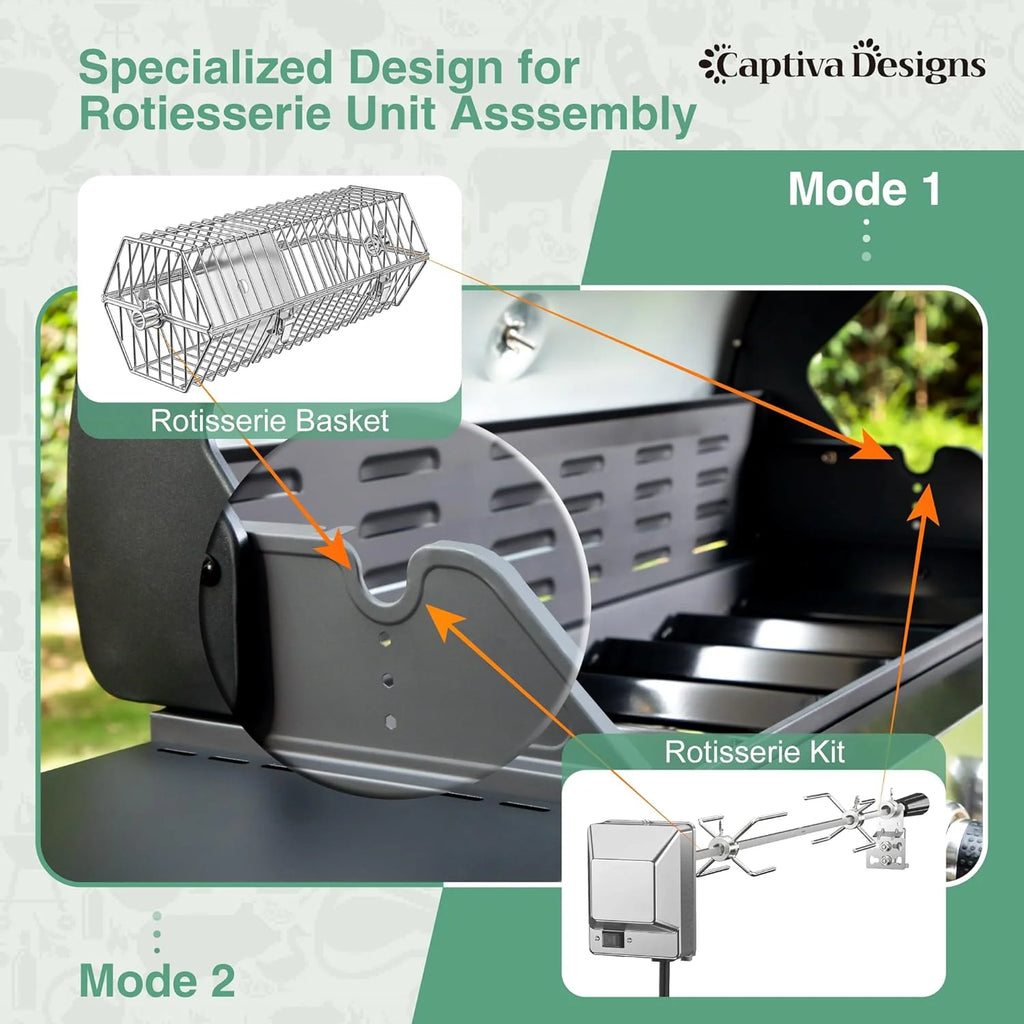 Captiva Designs 4-Burner Propane Gas BBQ Grill with Side Burner & Porcelain-Enameled Cast Iron Grates, 42,000 BTU Output Stainless Steel Grill for Outdoor Cooking Kitchen and Patio Backyard Barbecue